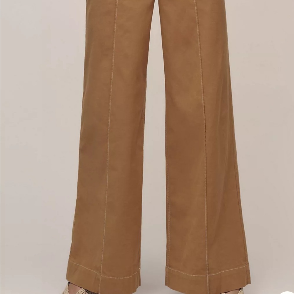 Maeve Camel Wide-Leg Flare Pants - Picture 4 of 4